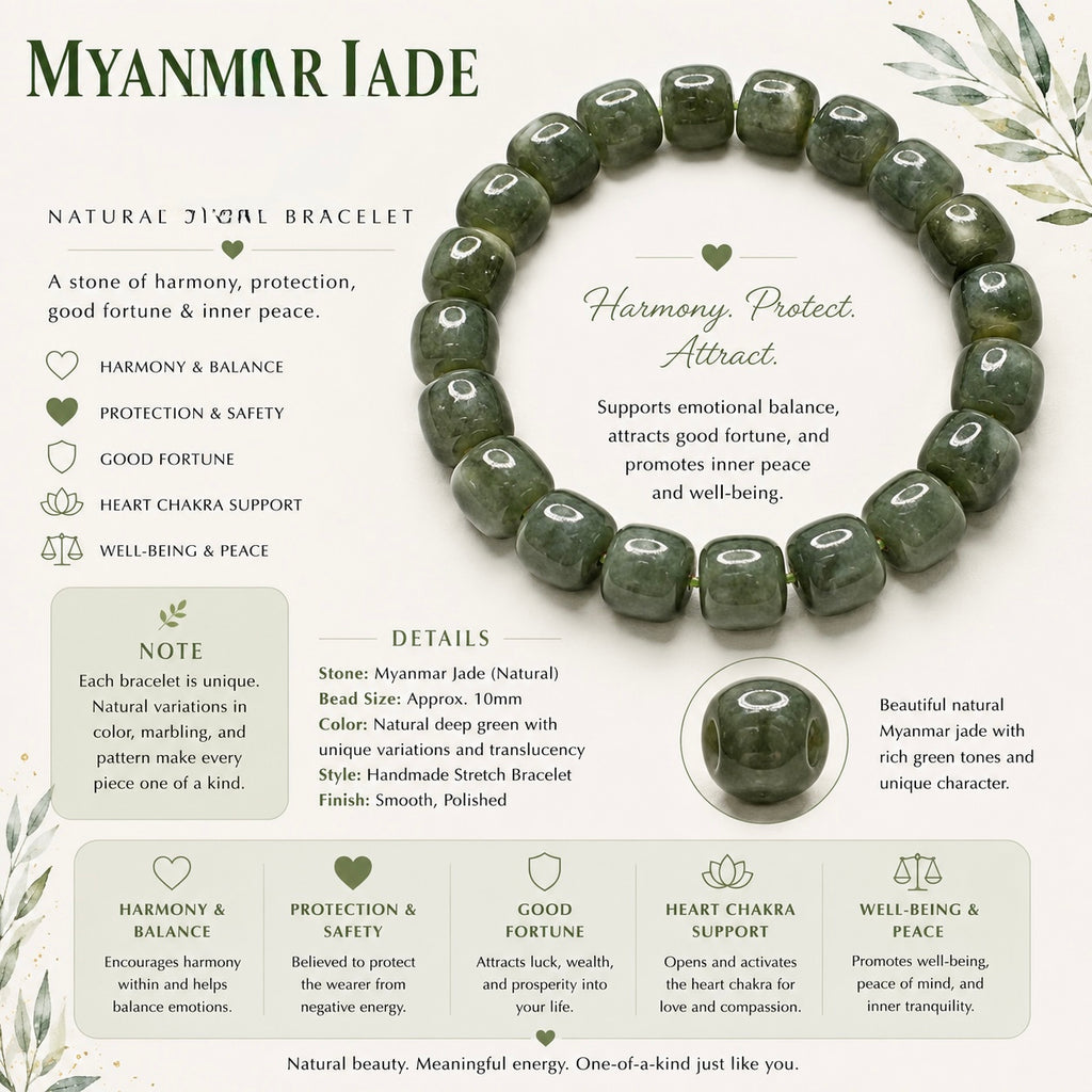 Natural Myanmar Jade Bracelet ( 10mm )