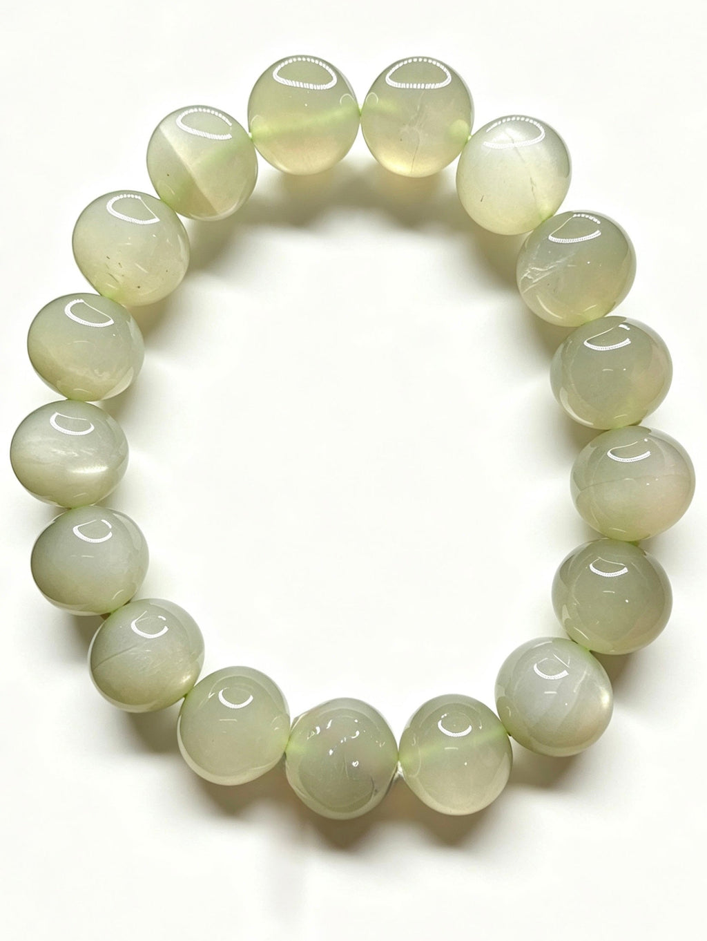 Natural Green Moonstone Bracelet ( 12mm )
