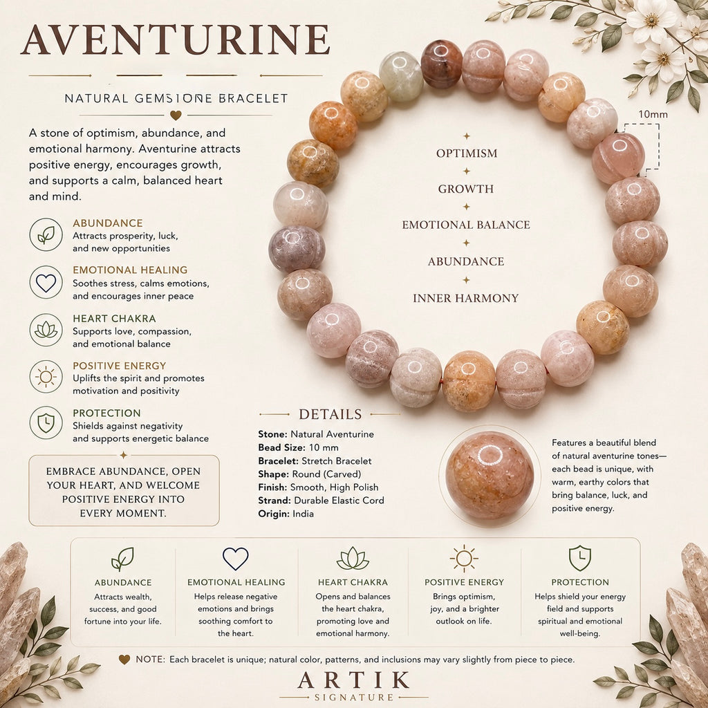 Natural Aventurine Pumpkin Carved Bracelet ( 10mm )