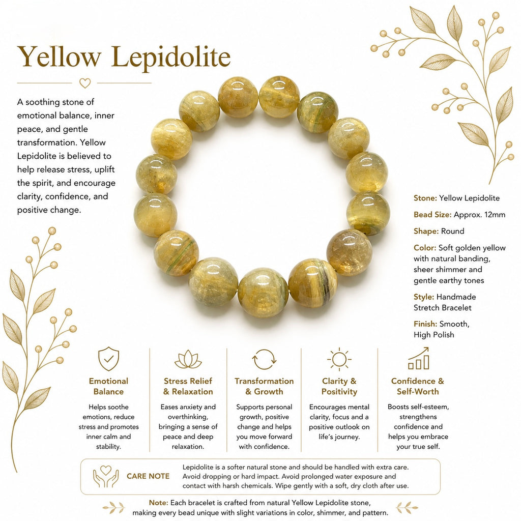 Natural Yellow Lepidolite Bracelet ( 8mm )