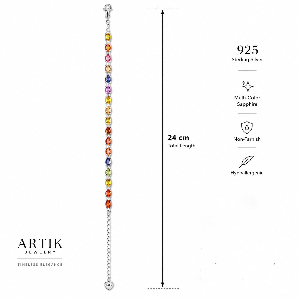 Multi-Color Sapphire Tennis Bracelet