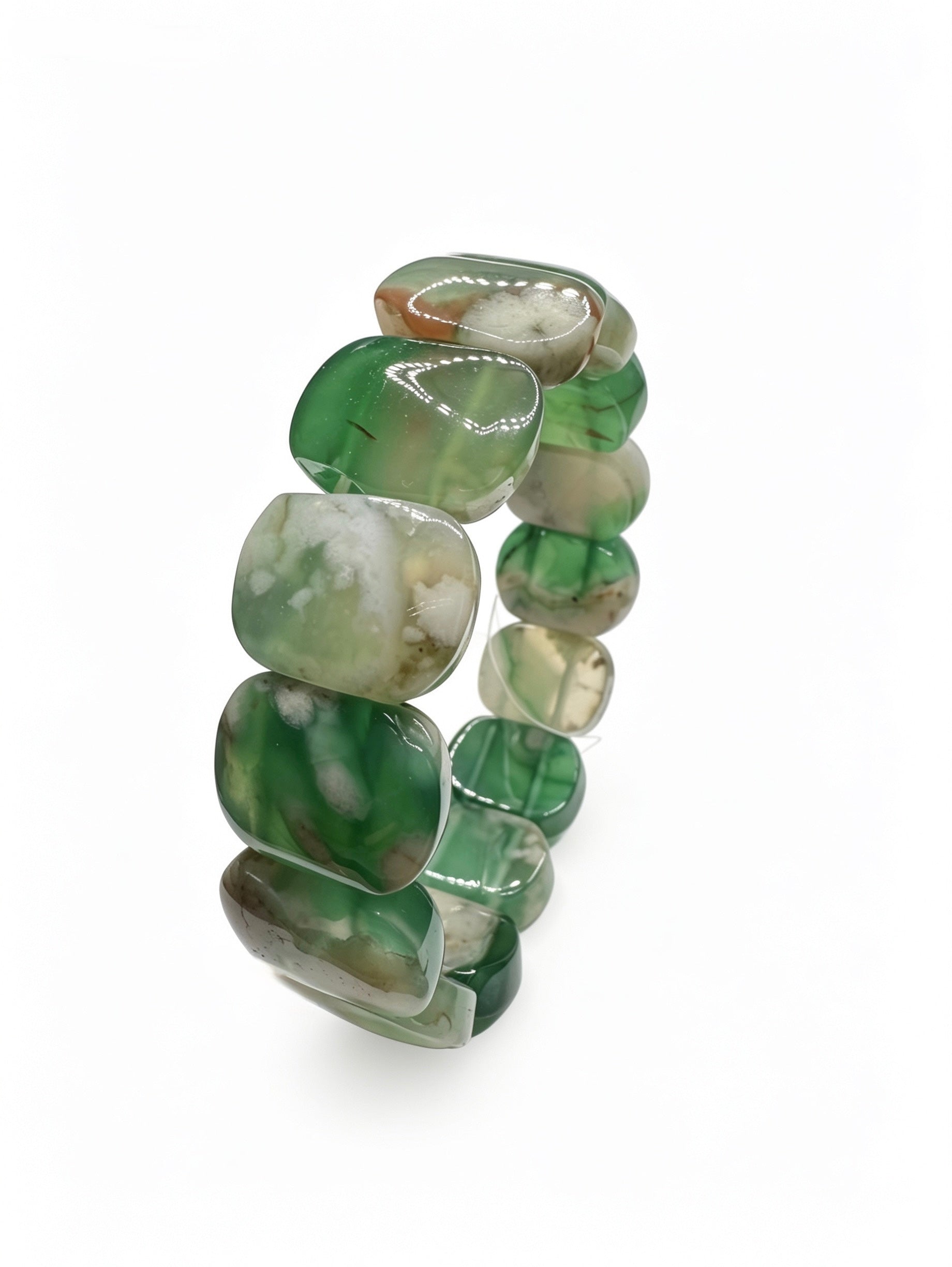 Green Flower Agate Soft Bangle