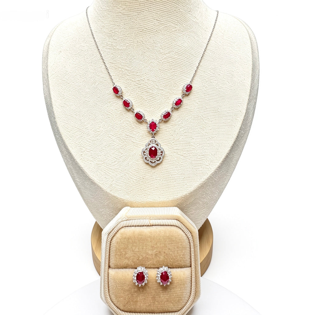 Natural Ruby Vintage-Inspired Jewelry Sets | 925 silver