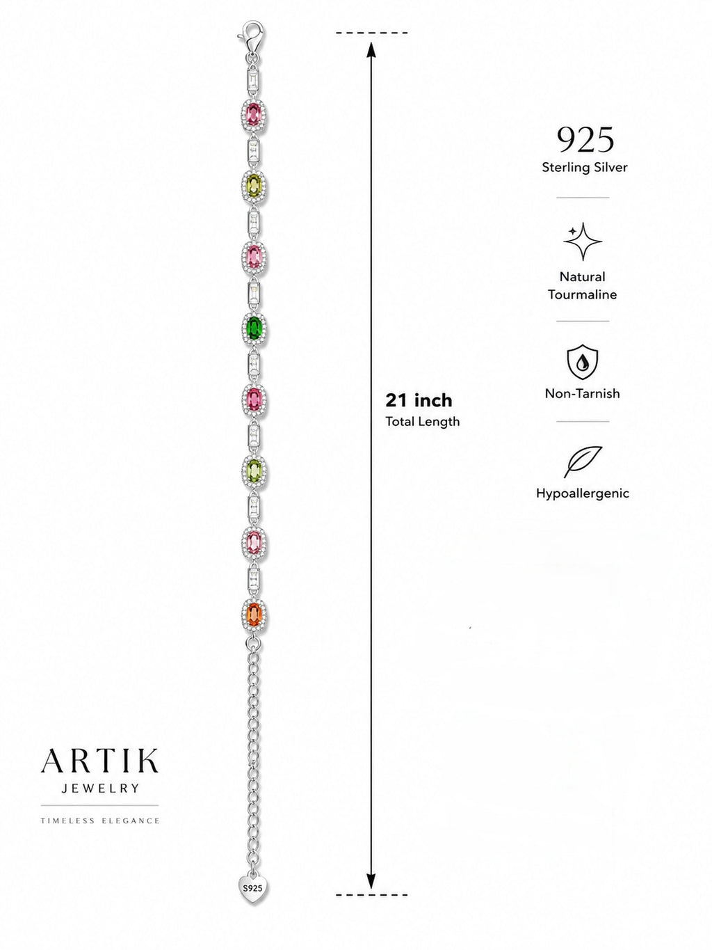 Multi-color Tourmaline Tennis Bracelet