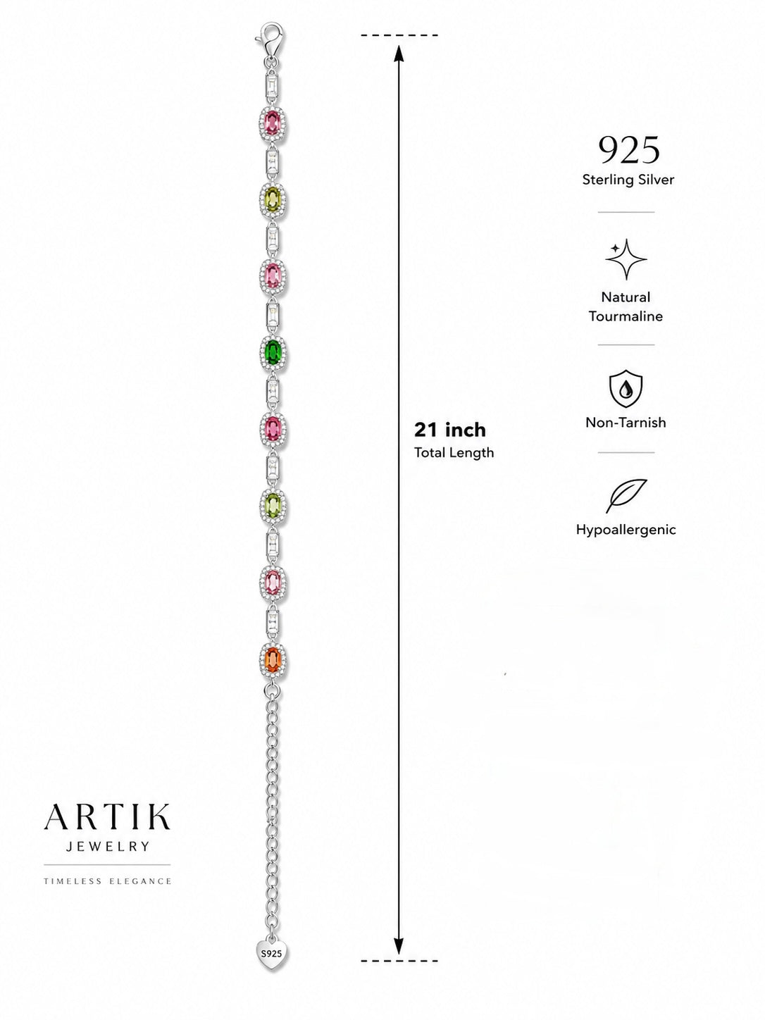 Multi-color Tourmaline Tennis Bracelet