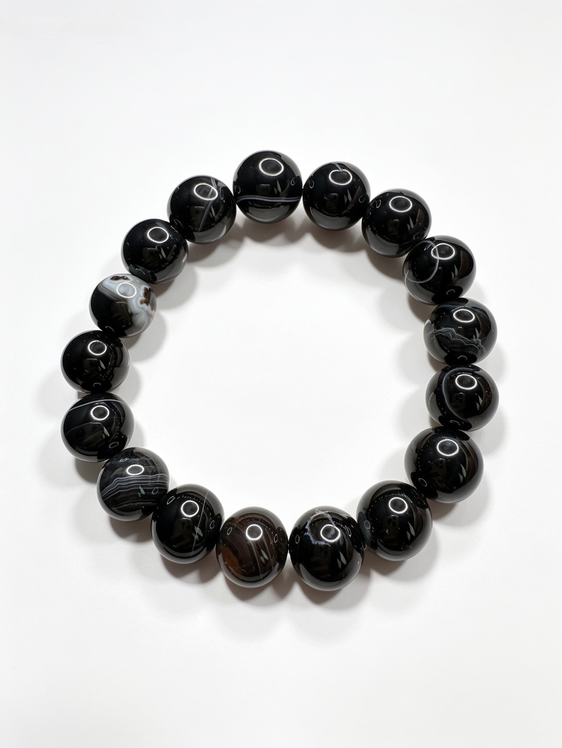 Natural Black Onyx Bracelet ( 12mm )