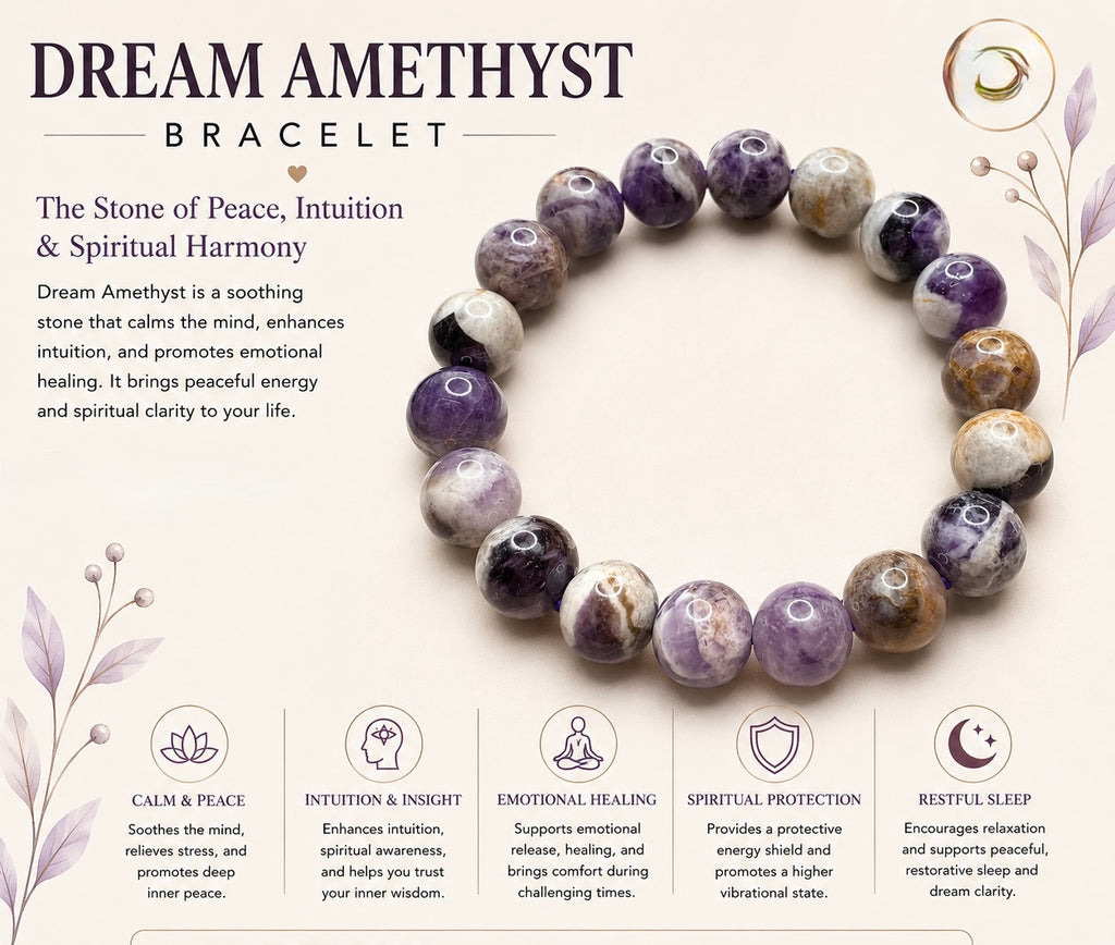 Natural Dream Amethyst Bracelet ( 10mm )