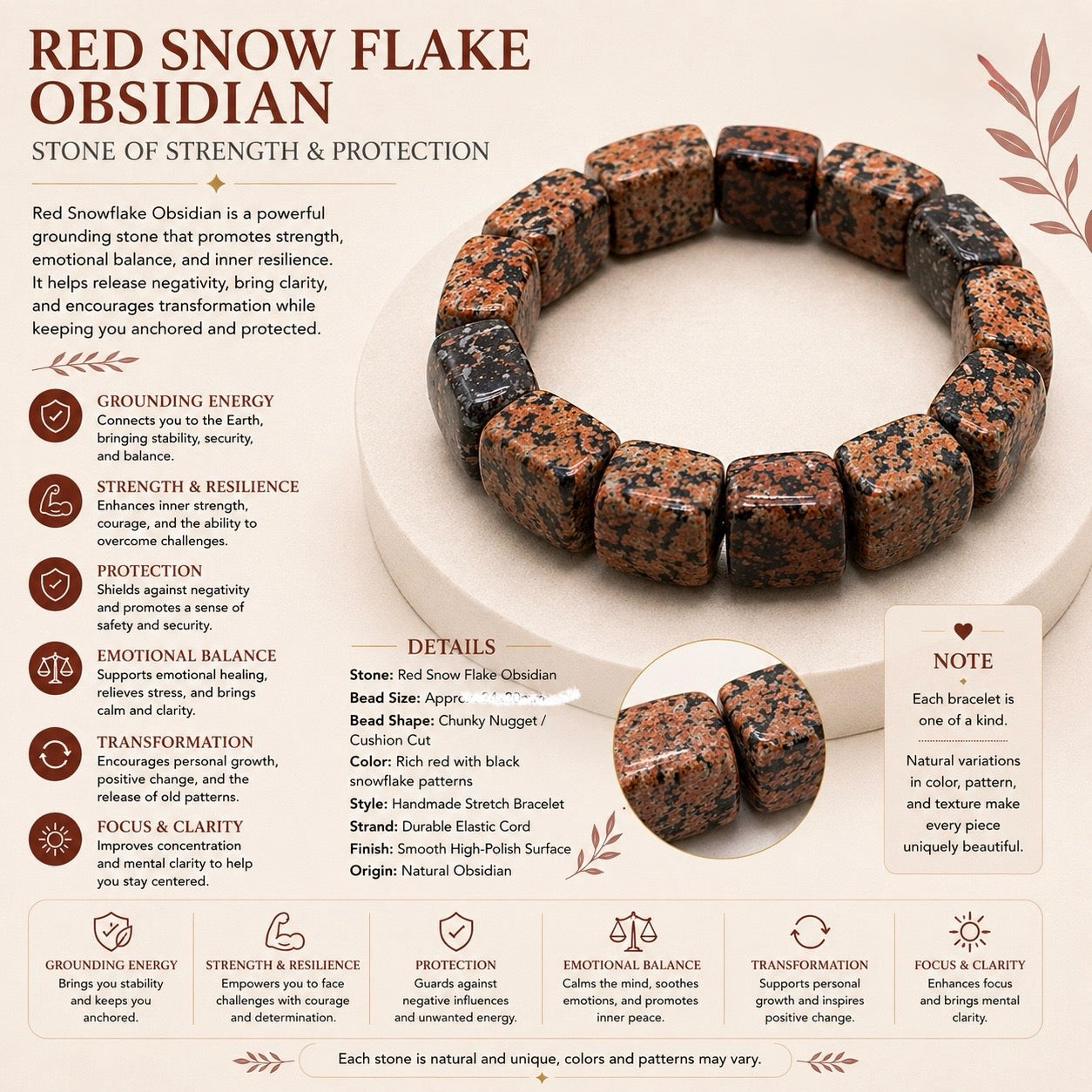 Red Snow Flake Obsidian