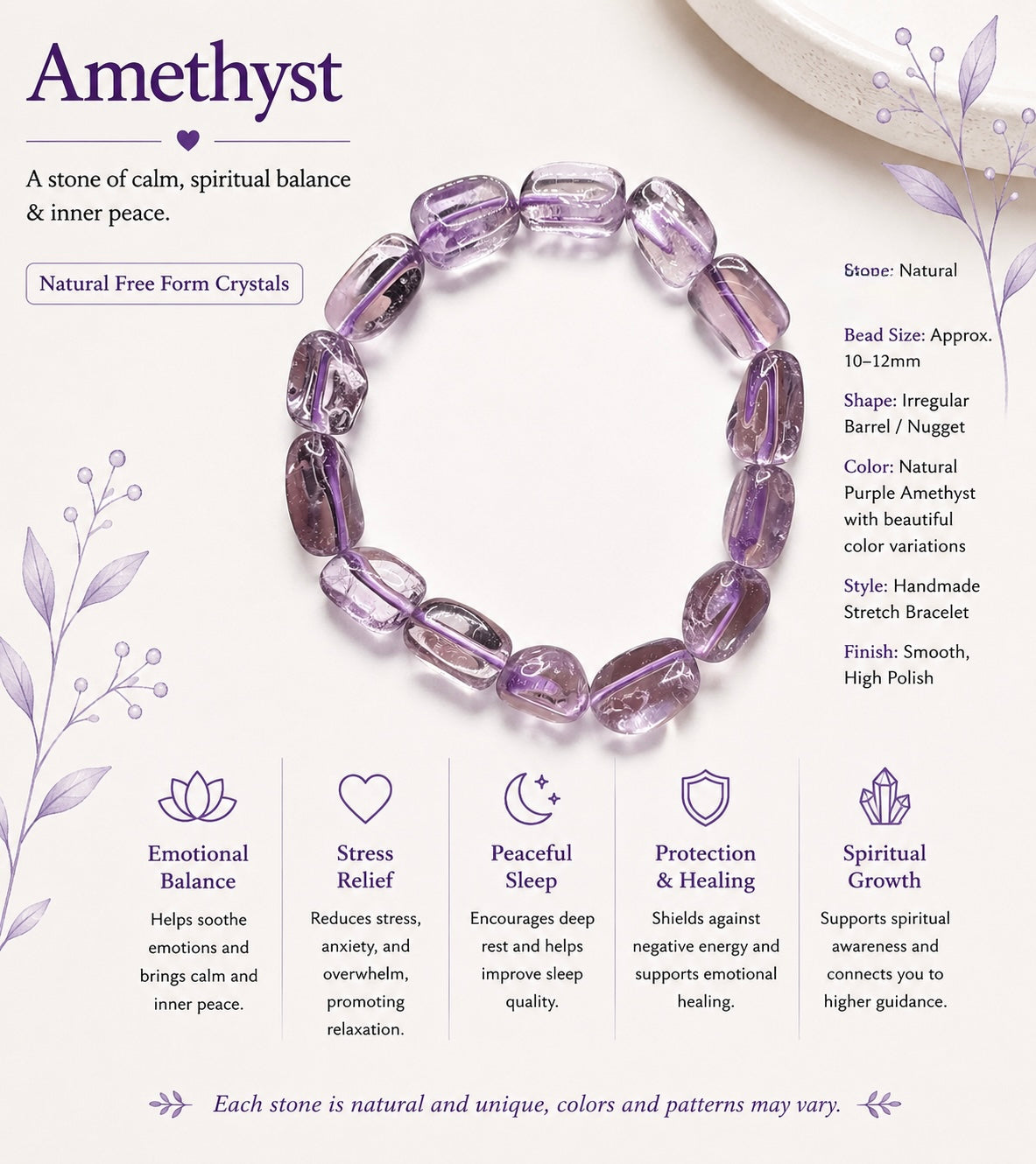 Natural Free form Amethyst Bracelet