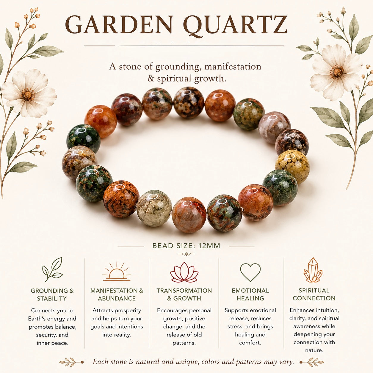 Natural Garden Quartz Bracelet  ( 11mm )