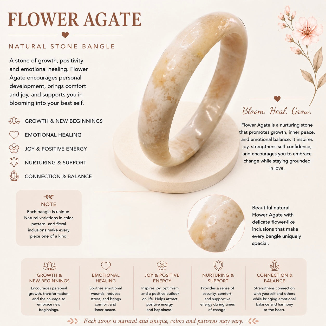 Flower Agate Hard Bangle 3