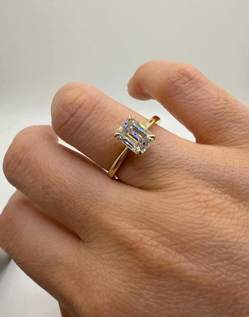 10k Solid Gold 2CT Moissanite Emerald Cut Solitaire engagement ring