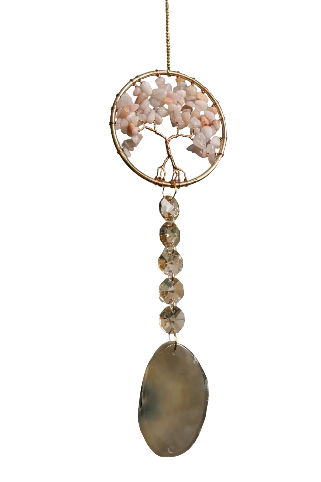 Peach Moonstone Tree of Life Charm