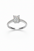 Emerald-cut Moissanite Pavé band ring