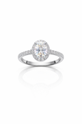 Oval-cut Moissanite Halo Pavé Band ring