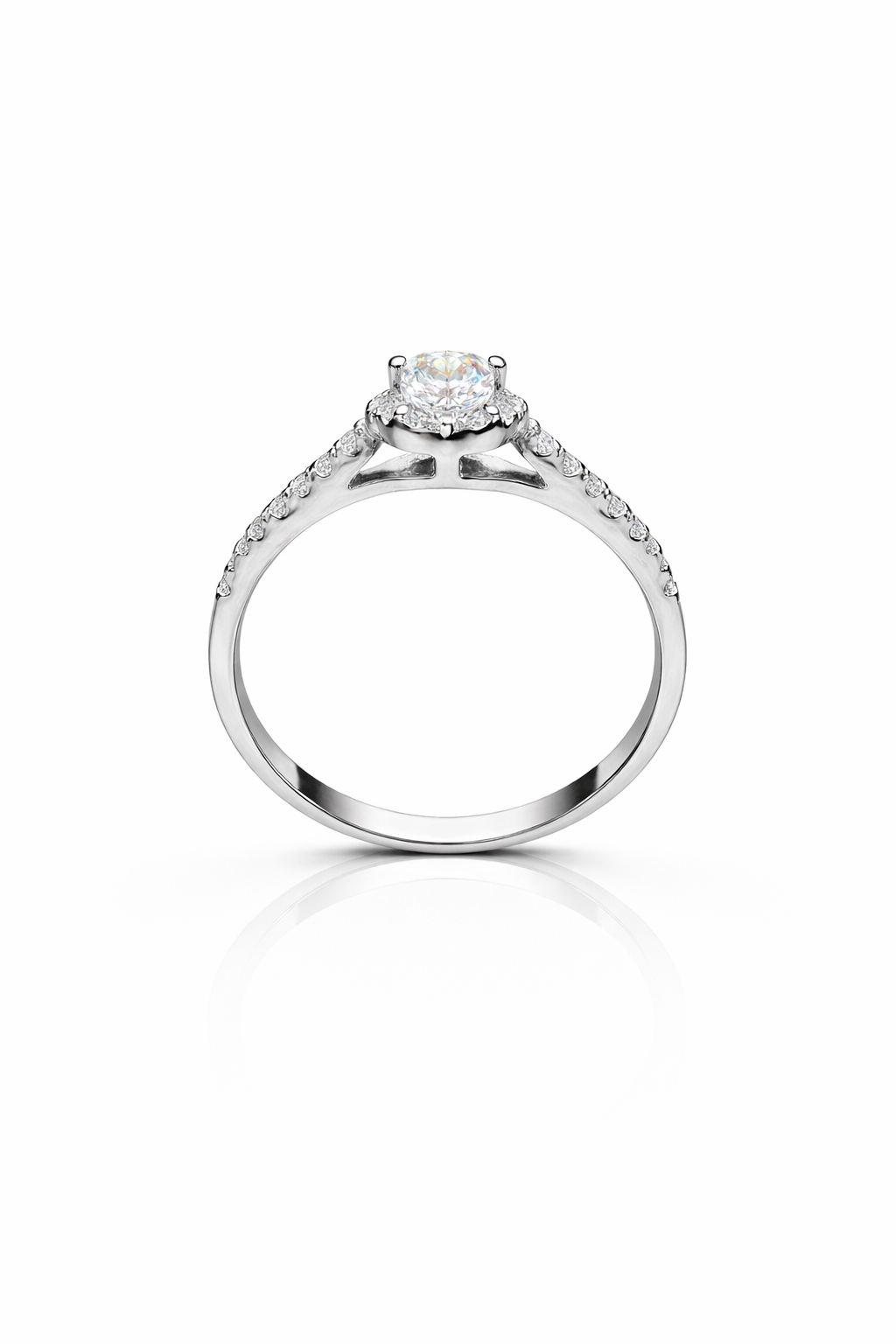 Oval-cut Moissanite Halo Pavé Band ring