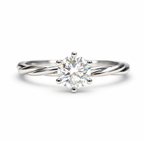 1CT Round-cut Moissanite Solitaire Twisted Band ring