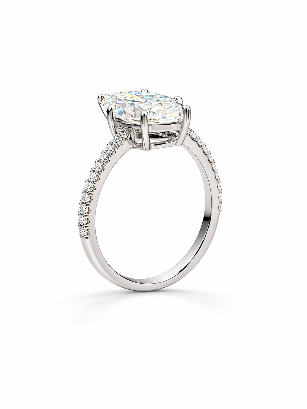 Marquise-cut Moissanite Pavé Band Ring