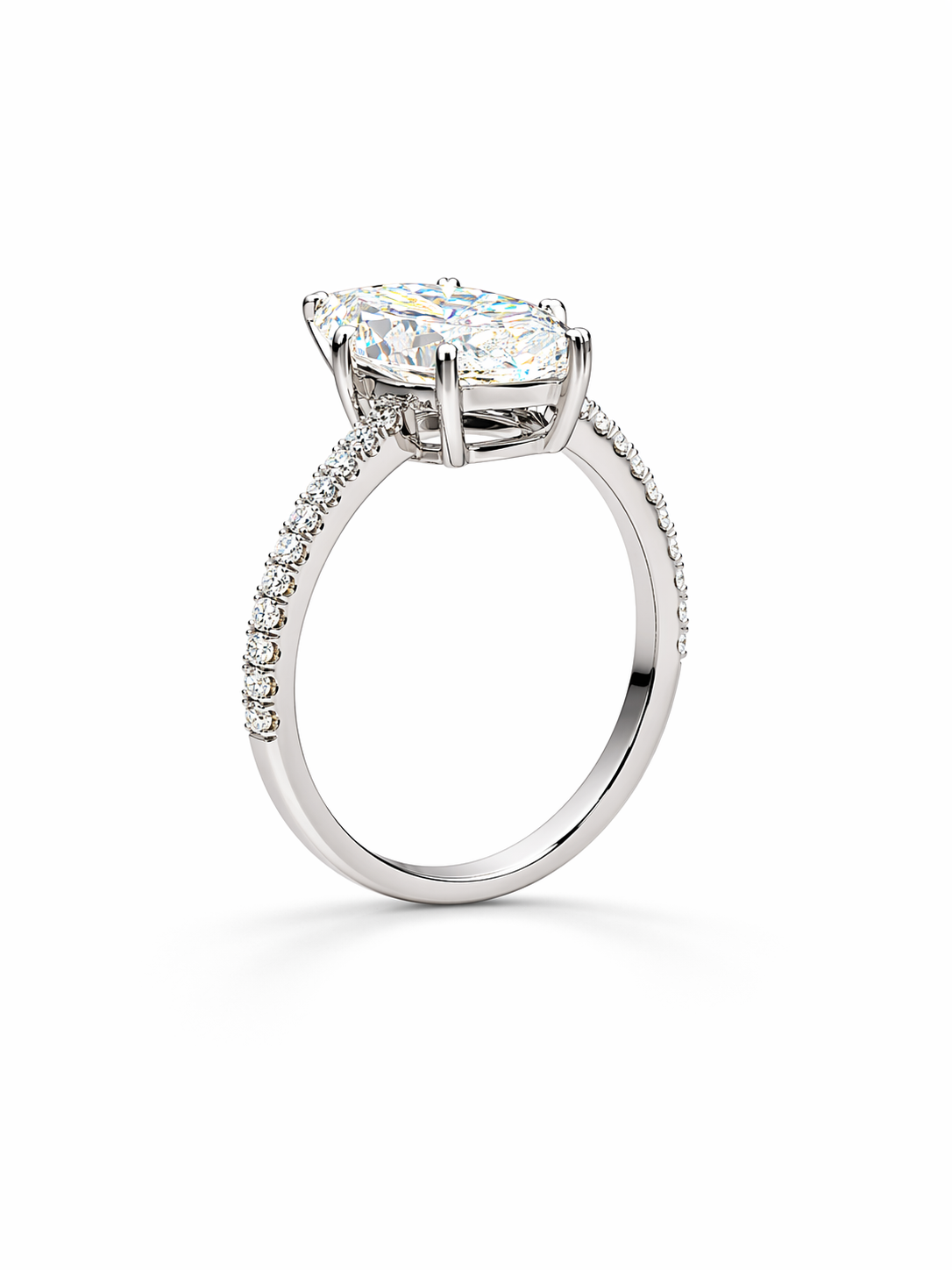 Marquise-cut Moissanite Pavé Band Ring