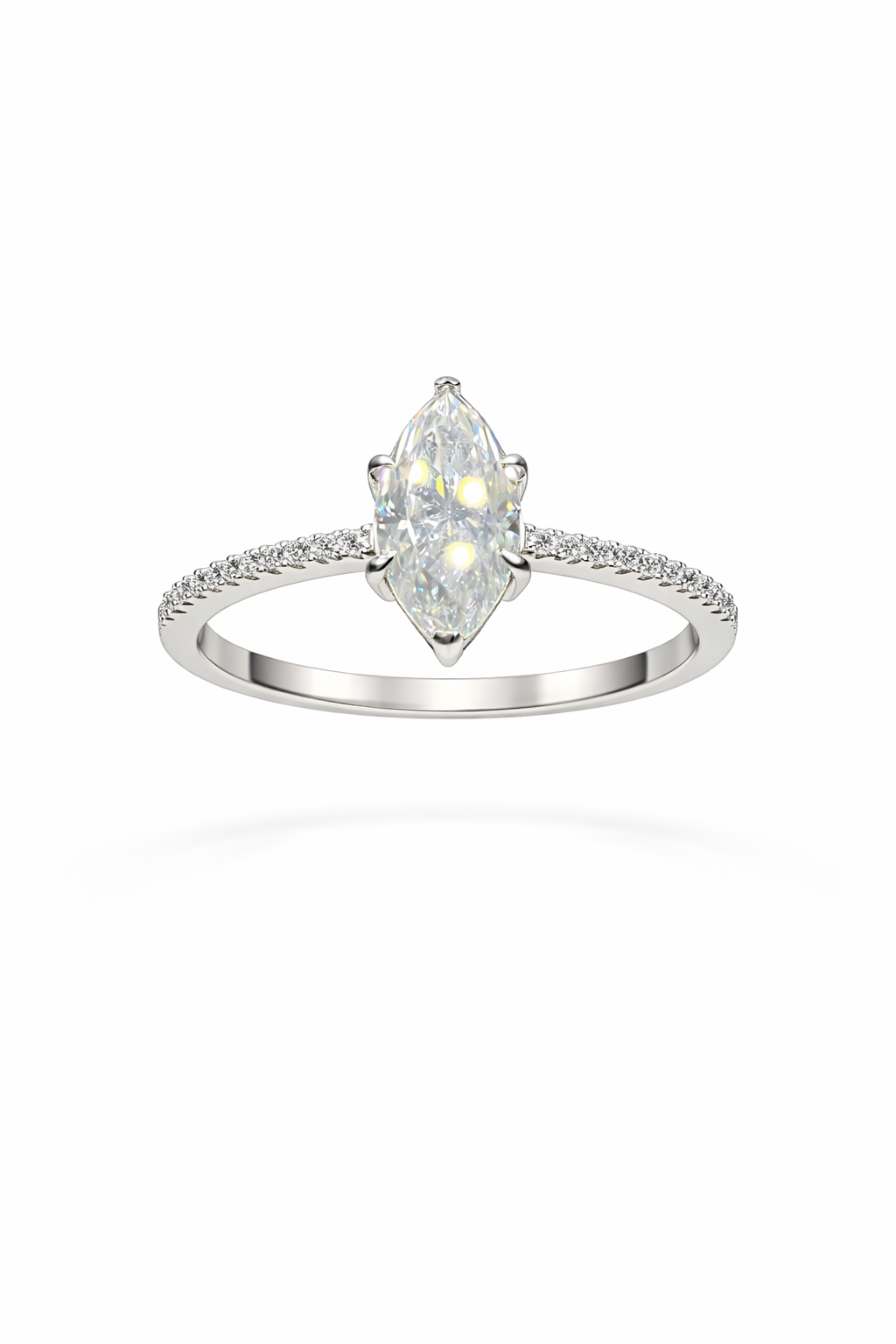 Marquise-cut Moissanite Pavé Band Ring
