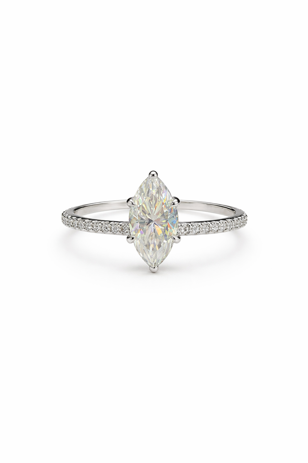 Marquise-cut Moissanite Pavé Band Ring