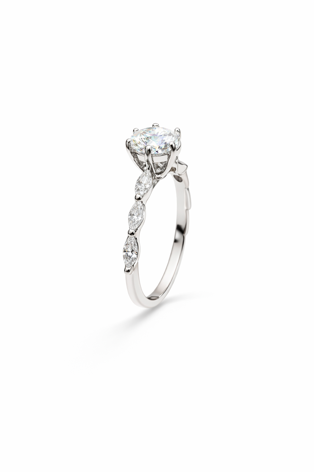 Round-cut Moissanite Marquise Accent Band Ring