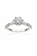 Round-cut Moissanite Marquise Accent Band Ring