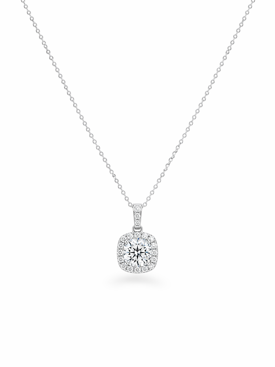 Moissanite Halo Pendant Necklace