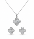Clover Moissanite Pendant Necklace Set