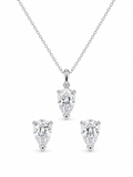 Pear Cut Moissanite Pendant Necklace Set