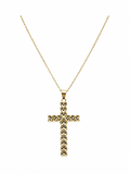 Black Moissanite Heart Cross Necklace Plated Gold
