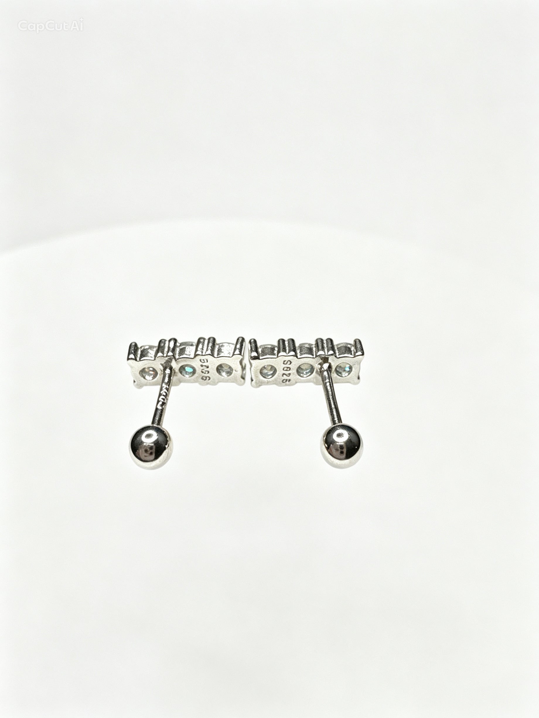 Triple Round Moissanite Stud earrings