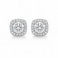 1CT Round Cut Moissanite Halo Stud Earrings – Classic Pavé Setting