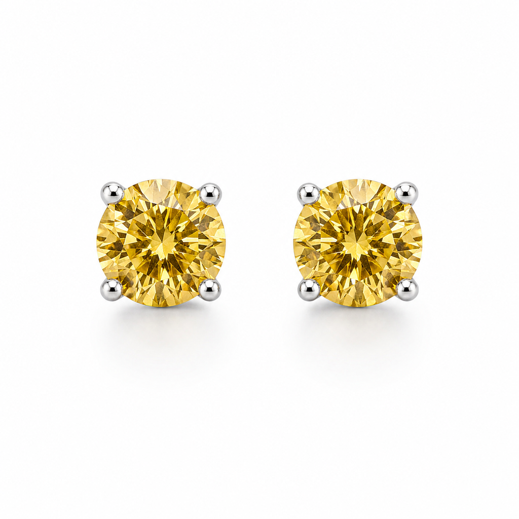 Yellow Moissanite Stud Earrings