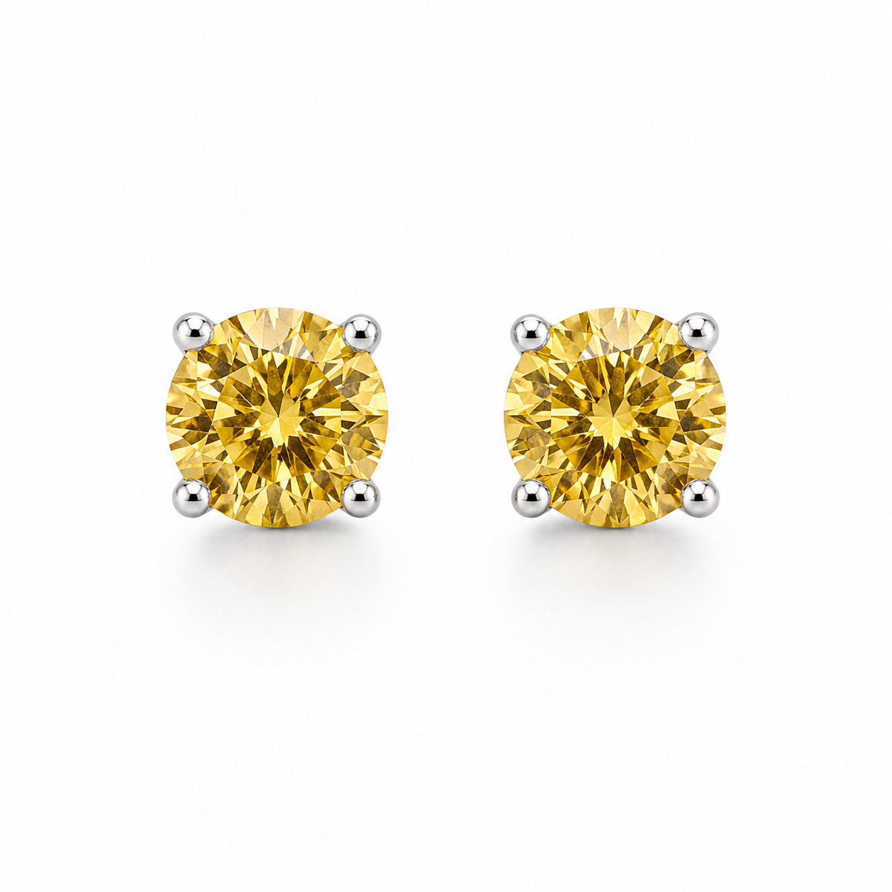 Yellow Moissanite Stud Earrings