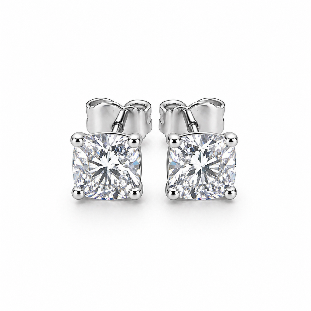 2CARAT Cushion-cut Moissanite Classic Stud earrings