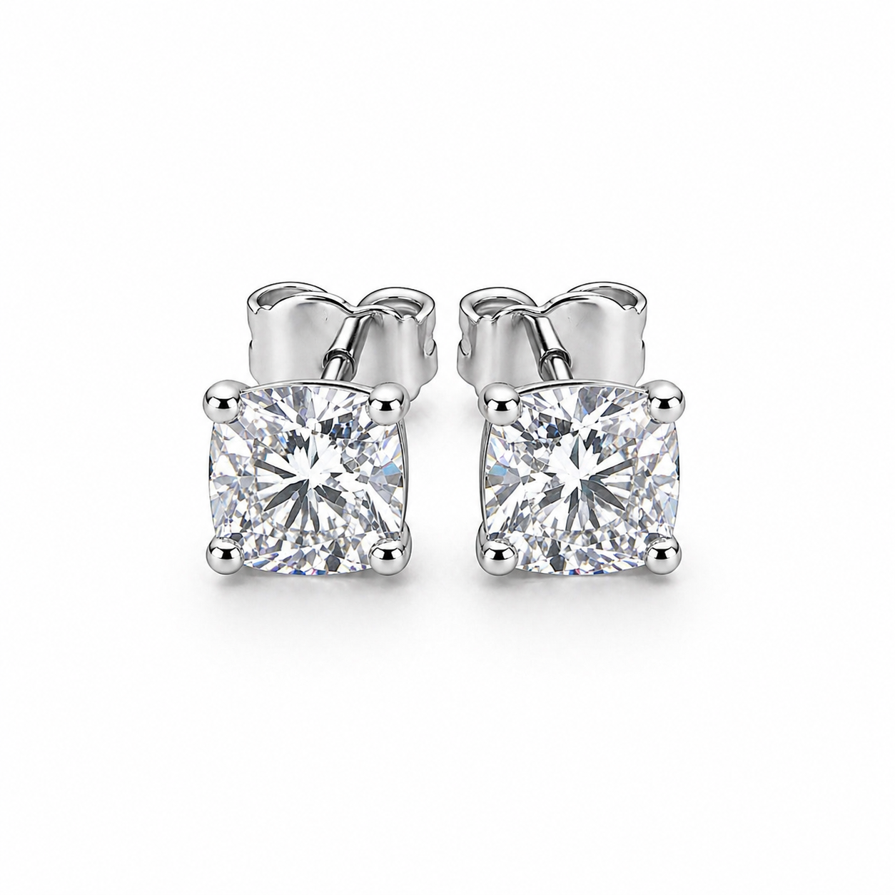 2CARAT Cushion-cut Moissanite Classic Stud earrings