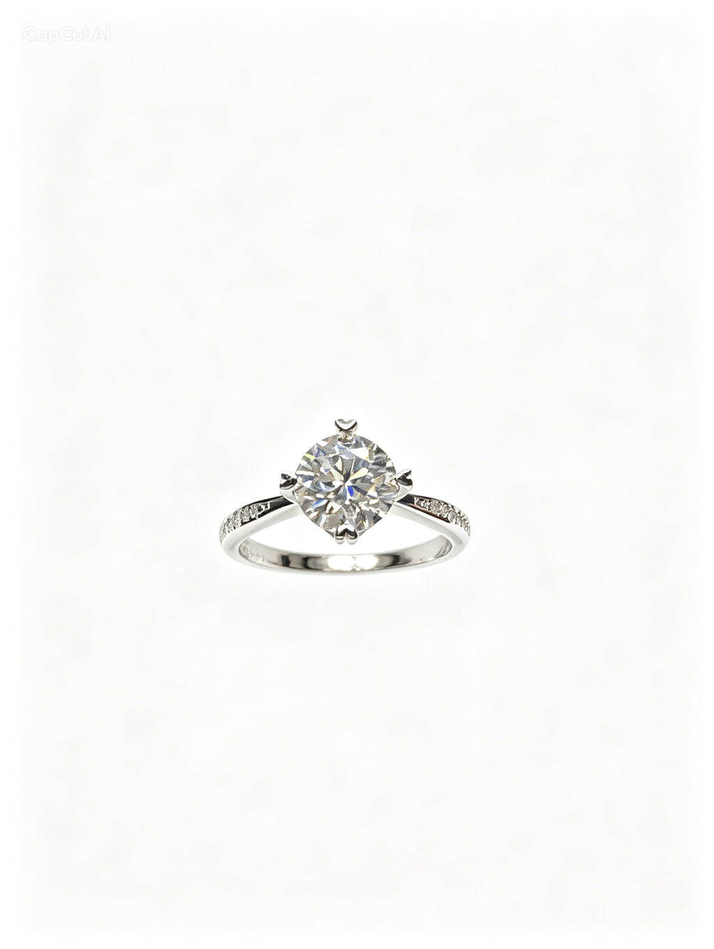Classic Round Cut Moissanite Solitaire Ring with Pavé Band