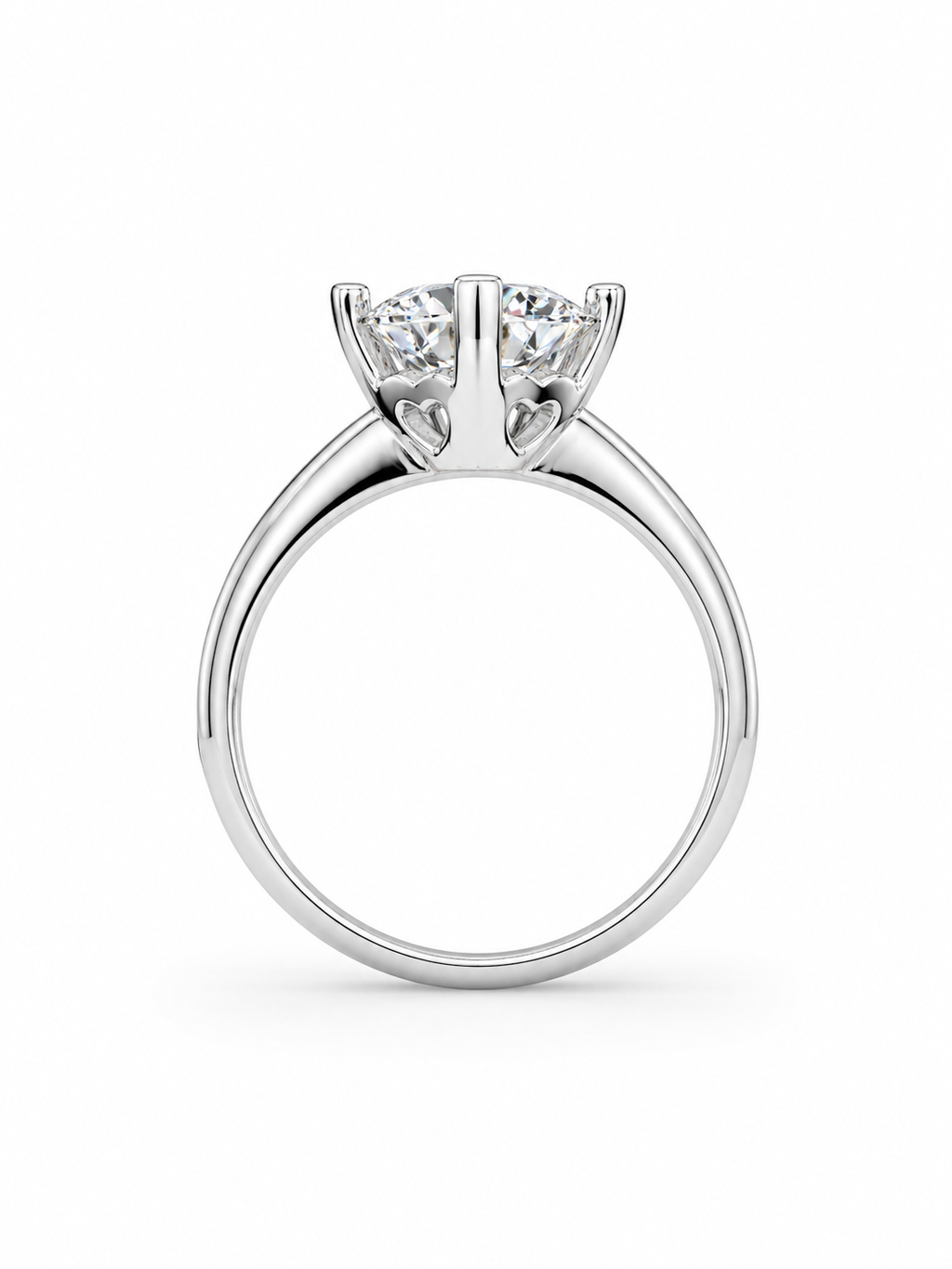 Classic Round Cut Moissanite Solitaire Ring with Pavé Band