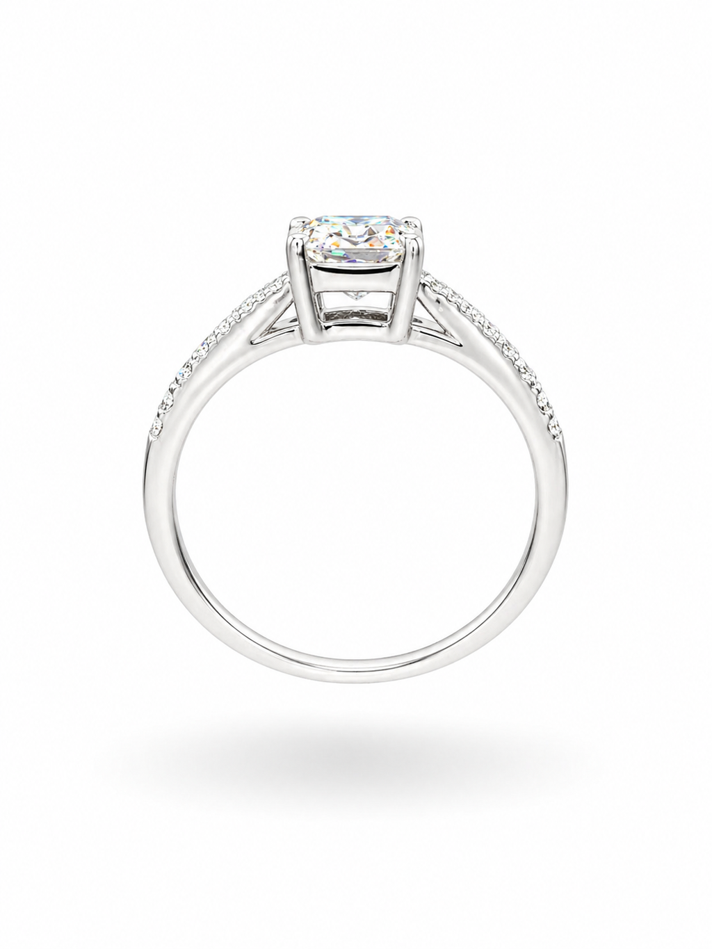 Emerald-cut Moissanite Pavé band ring