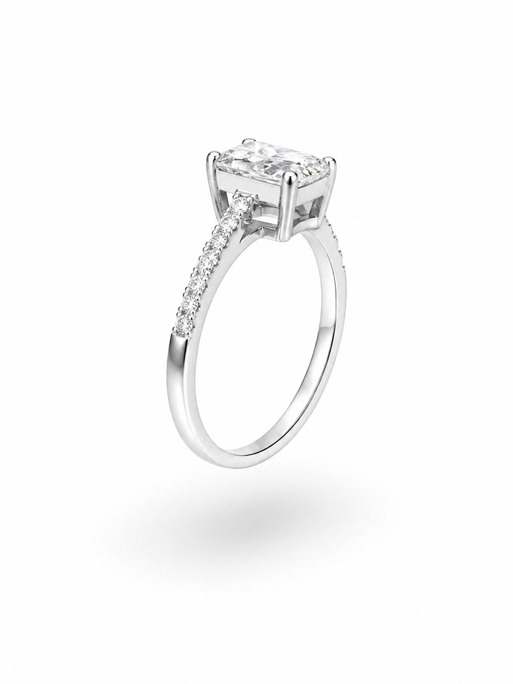 Emerald-cut Moissanite Pavé band ring