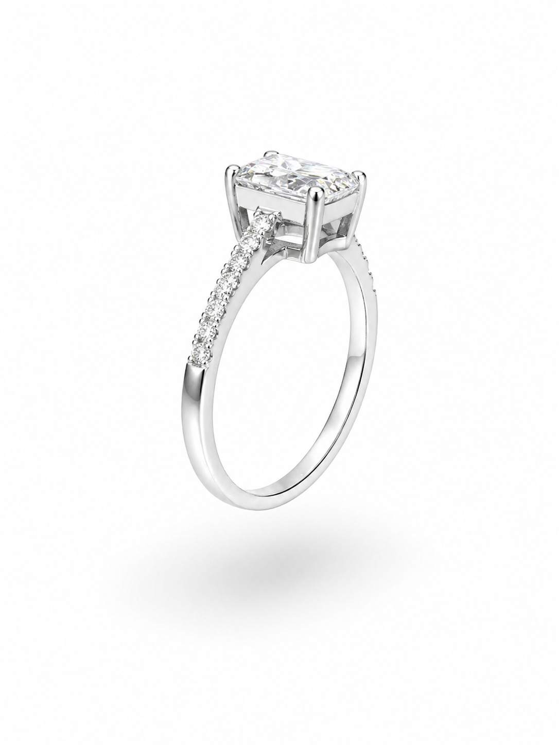 Emerald-cut Moissanite Pavé band ring
