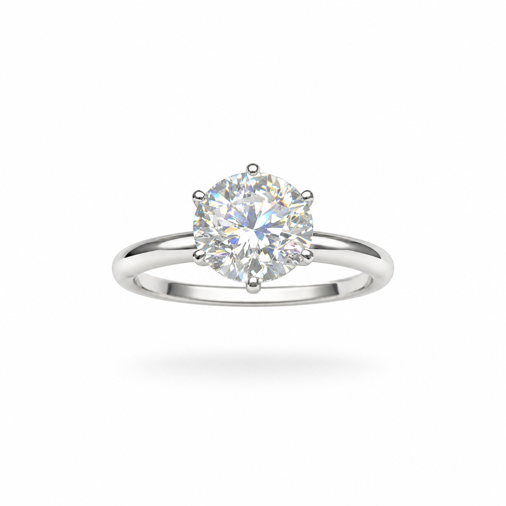 Classic 2CT Round Cut Moissanite Solitaire Engagement Ring