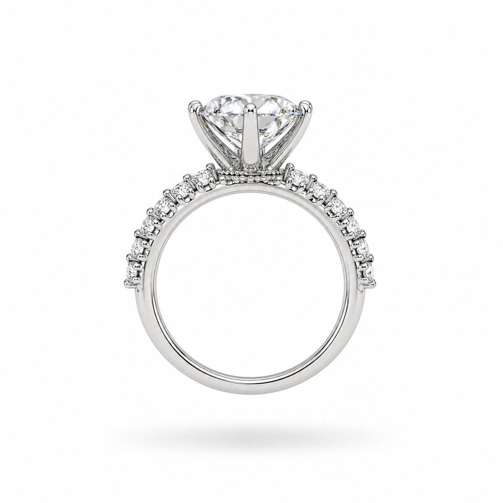 5CT Round Cut Moissanite Split Shank Bridal Set Ring