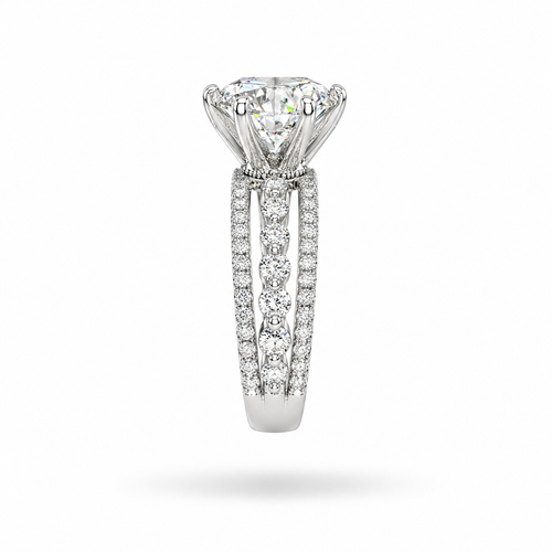 5CT Round Cut Moissanite Split Shank Bridal Set Ring