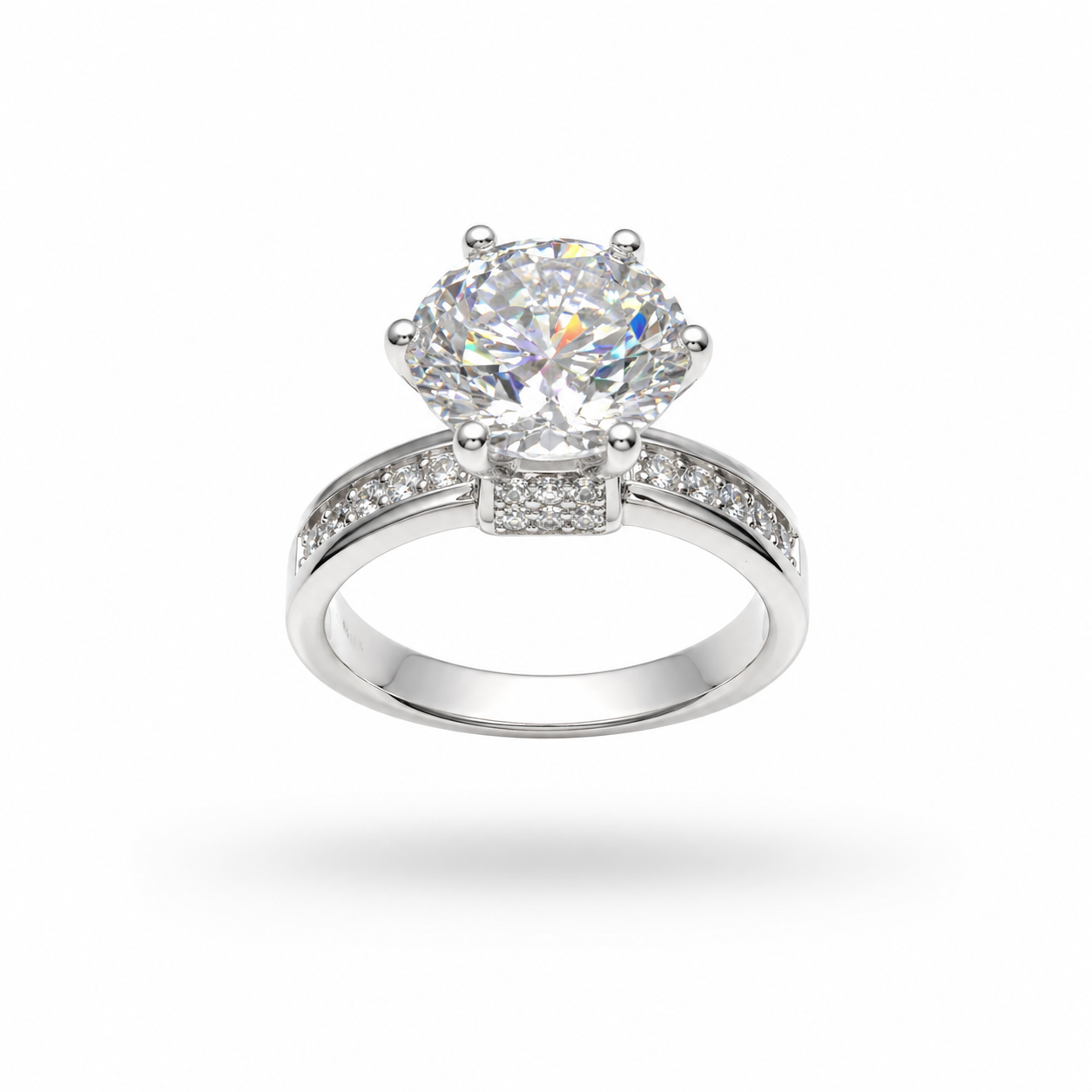 5CT Round Cut Moissanite Pavé Bridal Set Ring