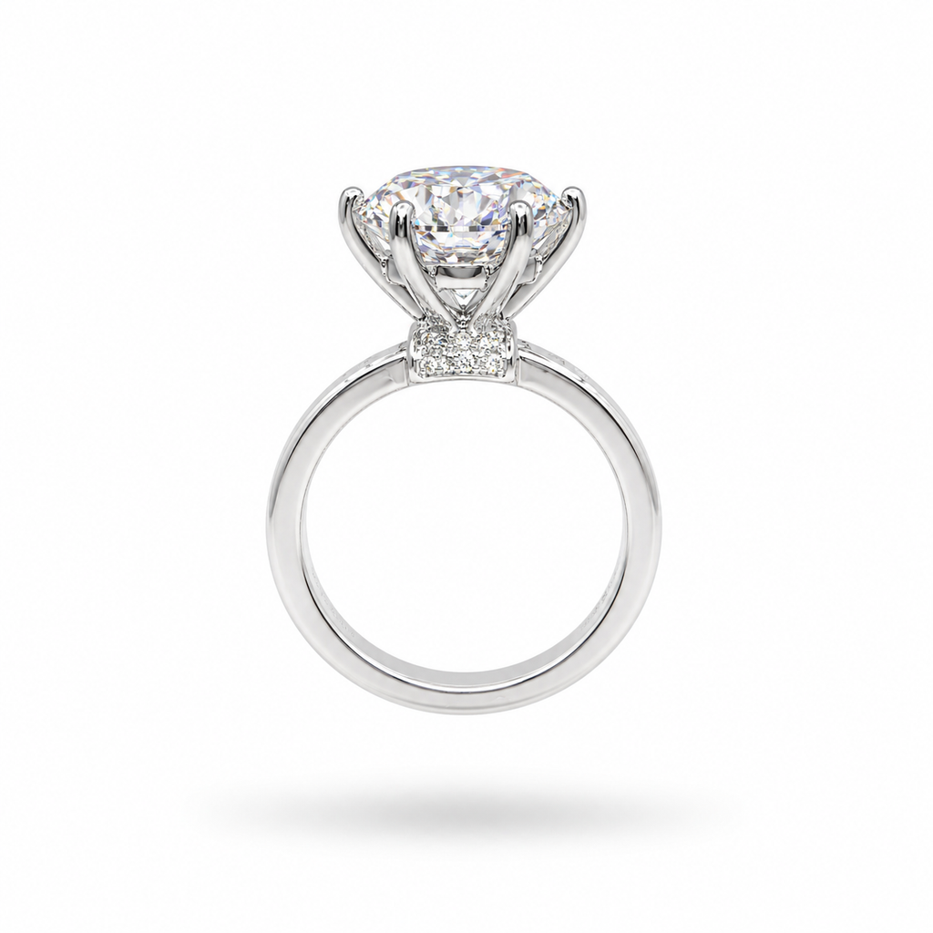5CT Round Cut Moissanite Pavé Bridal Set Ring