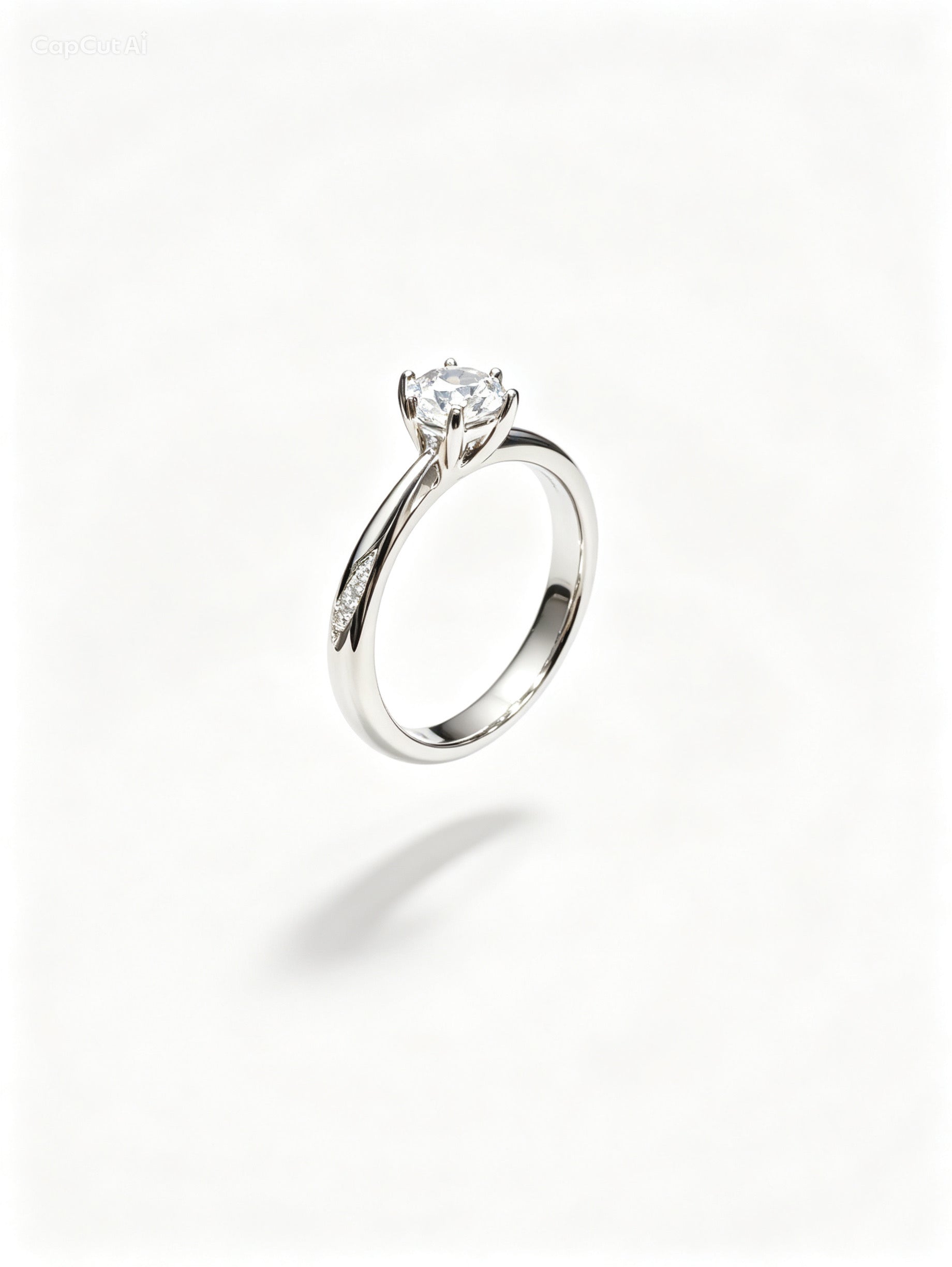 0.5 CT Round Cut Moissanite Engagement Ring