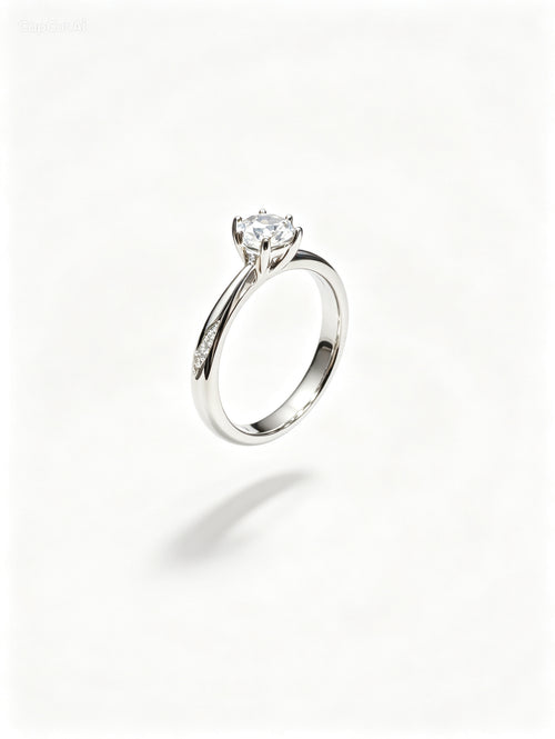0.5 CT Round Cut Moissanite Engagement Ring