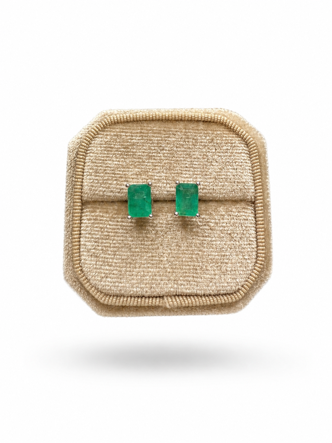 Natural Emerald Gemstone Stud earrings (7x9mm)